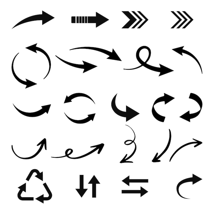 set di frecce collezione di frecce disegnate a mano