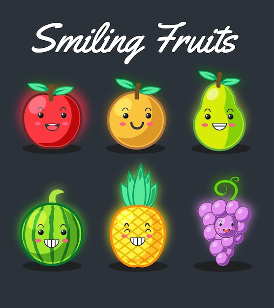 Set di frutta sorridente