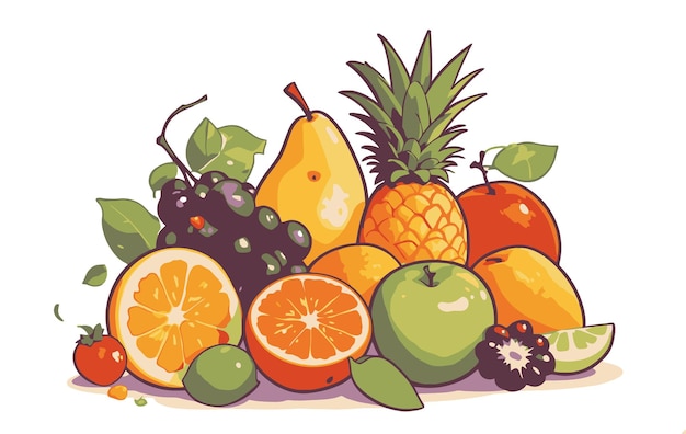 set di frutti illustrazione piatta di frutti illustrazione di icone vettoriali 2d