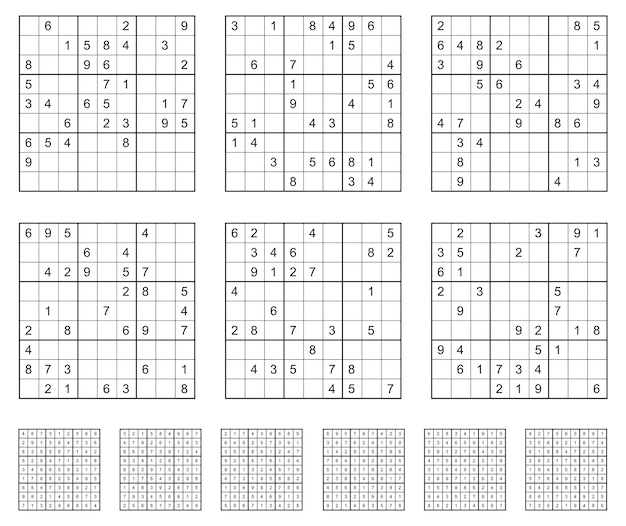 Set di giochi di Sudoku con risposte