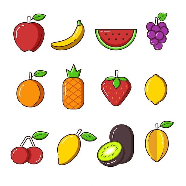 Set di giornata mondiale dell'alimento, icone di frutta biologica ed elementi