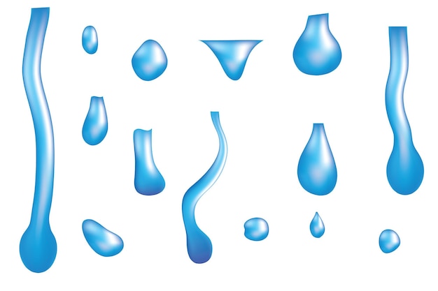 Set di gocce d'acqua colorate Design artistico di gocce d'acqua in diversi stili bianco bg