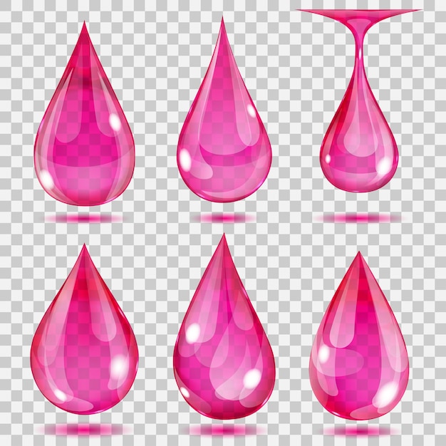 Set di gocce trasparenti nei colori rosa Trasparenza solo in formato vettoriale Può essere utilizzato con qualsiasi sfondo