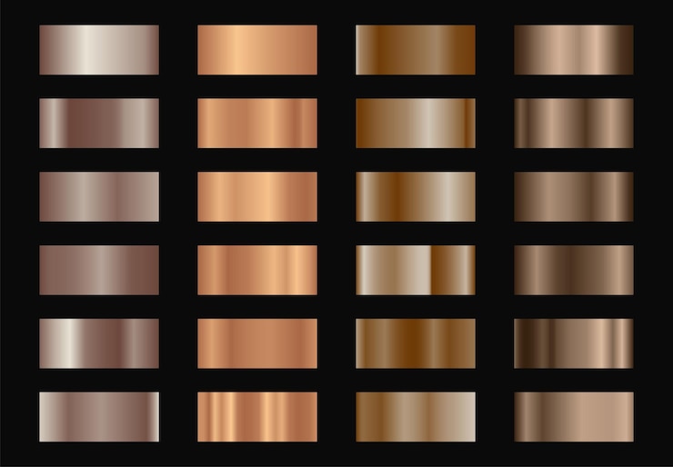 Vettore set di gradienti in metallo bronzo vector eps 10