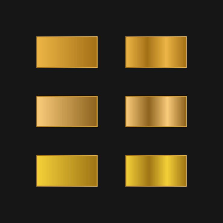 Vettore set di gradienti in oro metallico