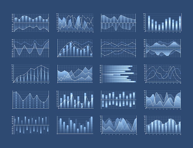 Set di grafici aziendali e diagramma, diagramma di flusso infografico.