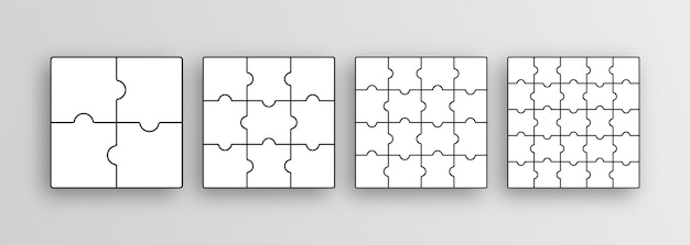 Set di griglie puzzle Modelli di contorni Jigsaw Semplice layout a mosaico con forme separate