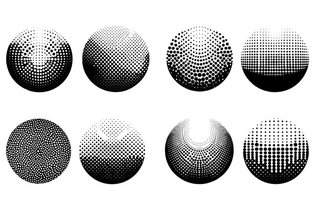 Set di Halftone dot tone grunge collection abstract pattern texture vector illustration Retro