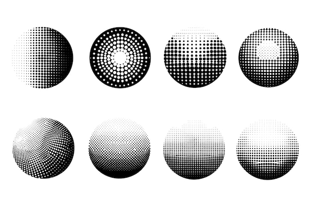 Set di Halftone dot tone grunge collection abstract pattern texture vector illustration Retro