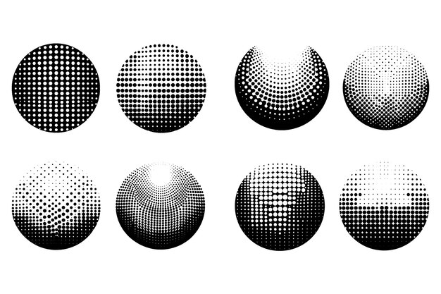 Set di Halftone dot tone grunge collection abstract pattern texture vector illustration Retro