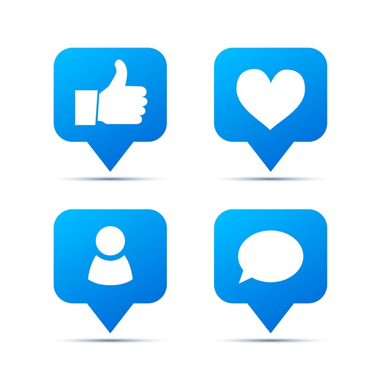 Vettore set di icone alla moda blu brillante per social network