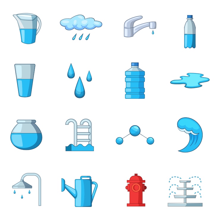 Vettore set di icone d'acqua