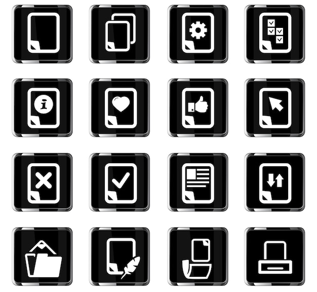 Set di icone dei documenti per i siti Web e l'interfaccia utente