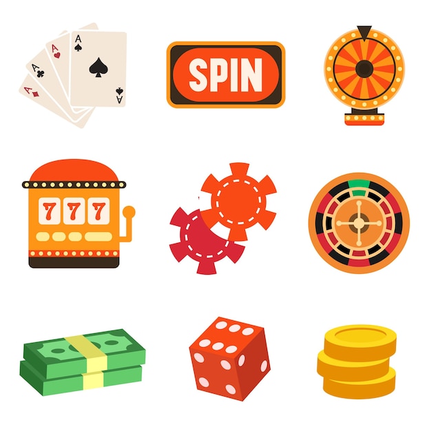 Set di icone del casinò Icone vettoriali isolate su sfondo bianco