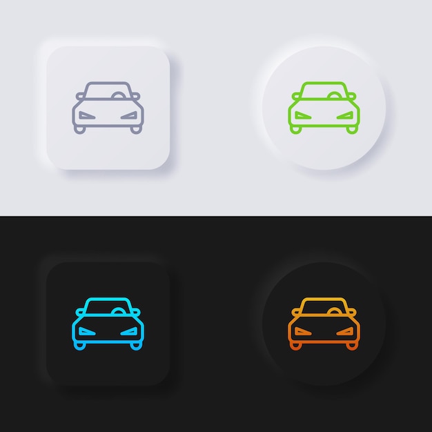 Set di icone del pulsante del simbolo dell'auto Pulsante multicolor neumorfismo Soft UI Design for Web design Application UI and more Button Vector