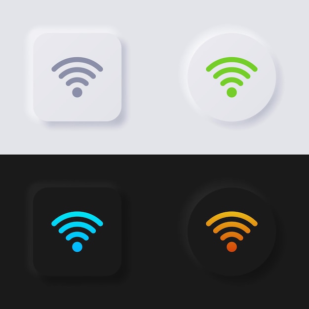 Set di icone del simbolo dell'onda del segnale Internet Pulsante multicolor neumorfismo Soft UI Design per il Web design Interfaccia utente dell'applicazione e altro Button Vector