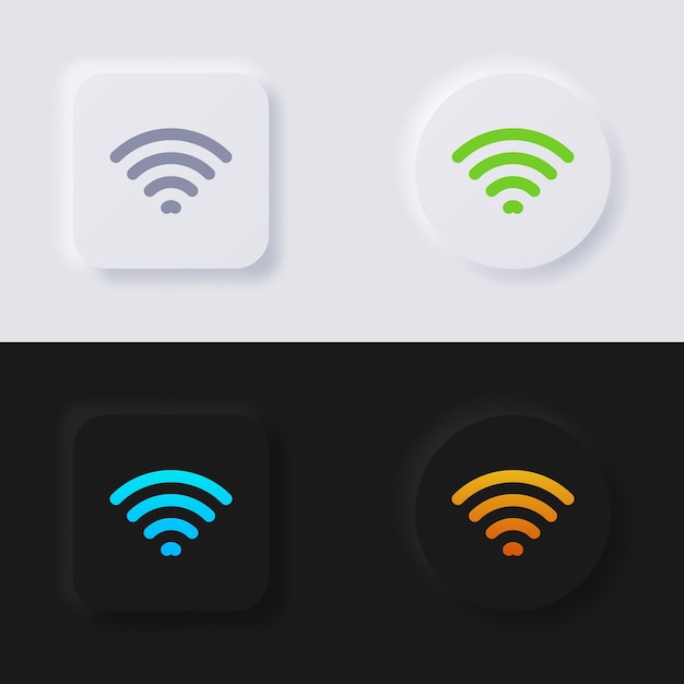 Set di icone del simbolo dell'onda del segnale Internet Pulsante multicolor neumorfismo Soft UI Design per il Web design Interfaccia utente dell'applicazione e altro Button Vector