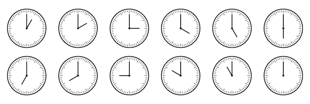 Set di icone dell'orologio per ogni ora EPS vettoriale isolato 10