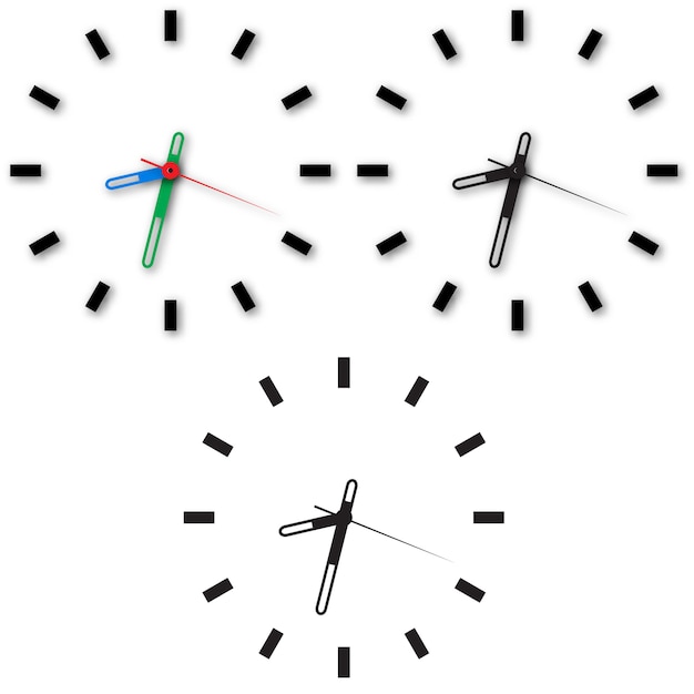 Set di icone dell&#39;orologio su sfondo bianco.