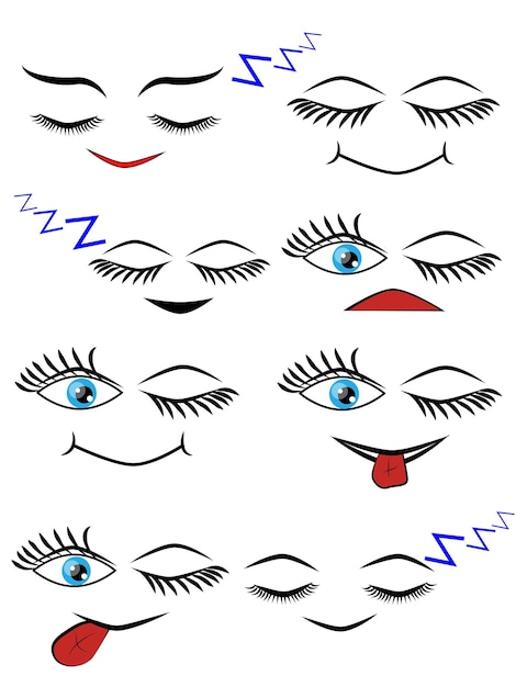 Set di icone della linea di espressione dei volti dei cartoni animati Set di emoticon o icone della linea di illustrazione emoji