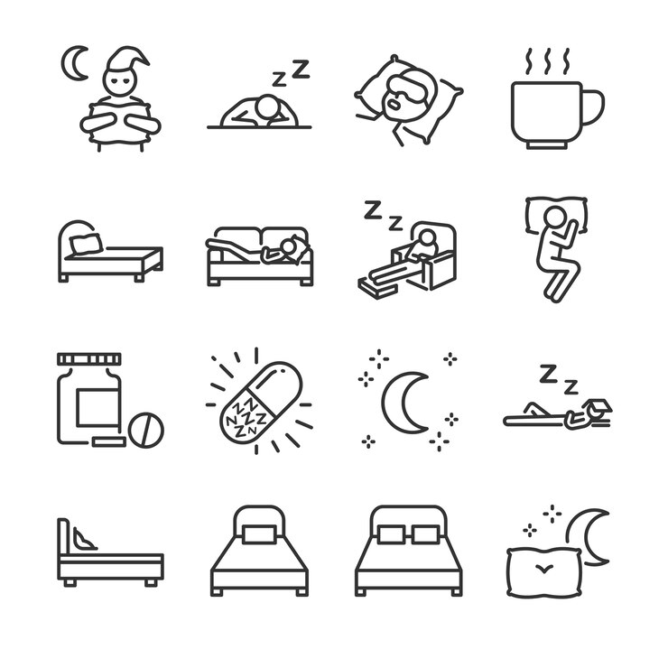 Set di icone della linea di sonno.