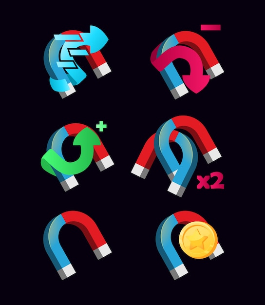 Set di icone di abilità magnete per asset gui