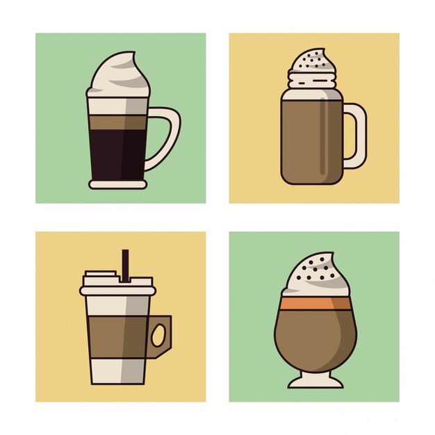 Set di icone di bevande di caffè