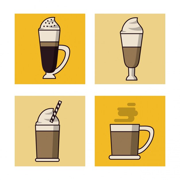 Set di icone di bevande di caffè