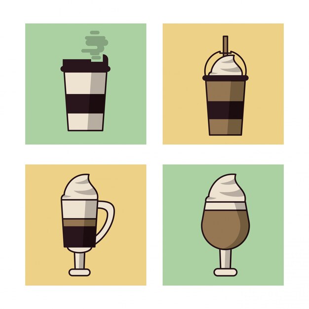 Set di icone di bevande di caffè