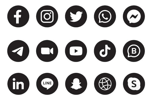 set di icone di biglietti da visita aziendali del black web