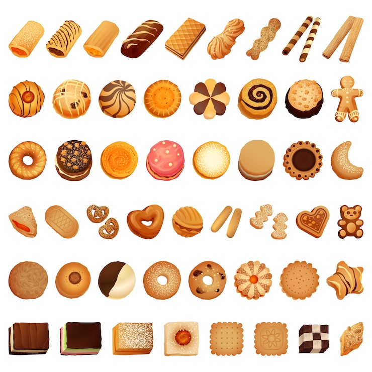Vettore set di icone di biscotti