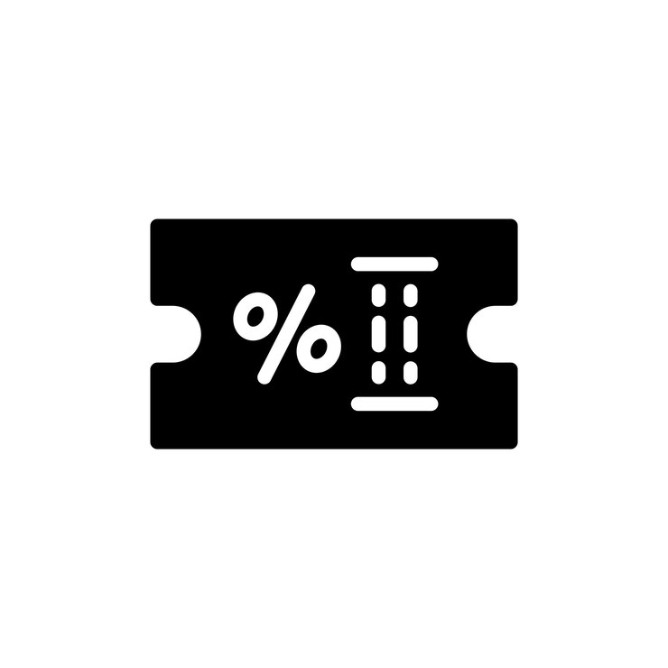 Vettore set di icone di buoni sconto coupon di negozio di regali e simbolo vettoriale di offerta promozionale in un segno di buono regalo in stile nero riempito e delineato
