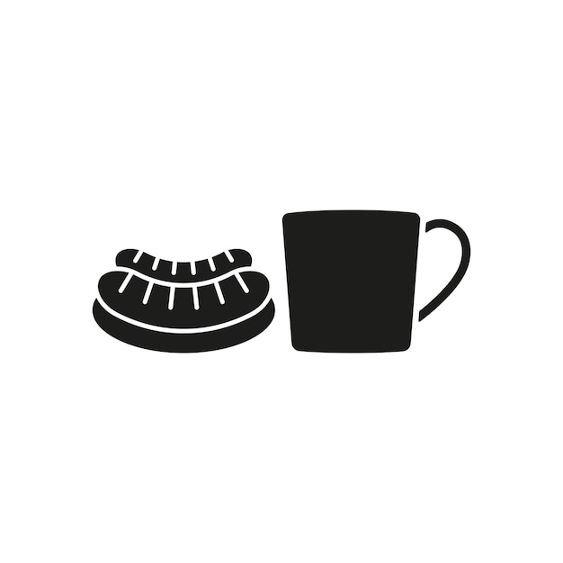 Set di icone di cibo per tè e salsicce vector design di base
