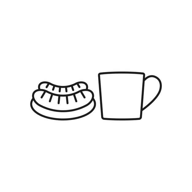 Set di icone di cibo per tè e salsicce vector design di base