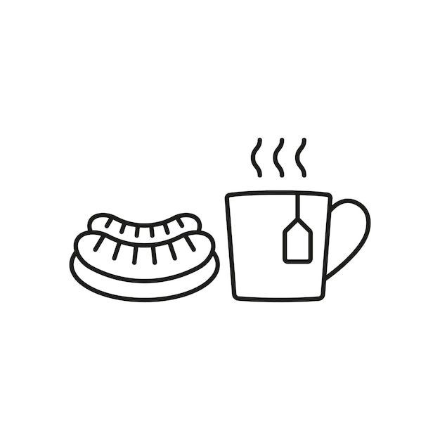 Set di icone di cibo per tè e salsicce vector design di base