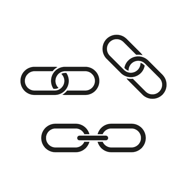 Set di icone di collegamenti di catena interconnessi Simboli di concetto di connessione e unità Catena nera