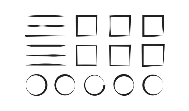 Set di icone di figure geometriche di linea per il tuo design in stile piatto vettoriale