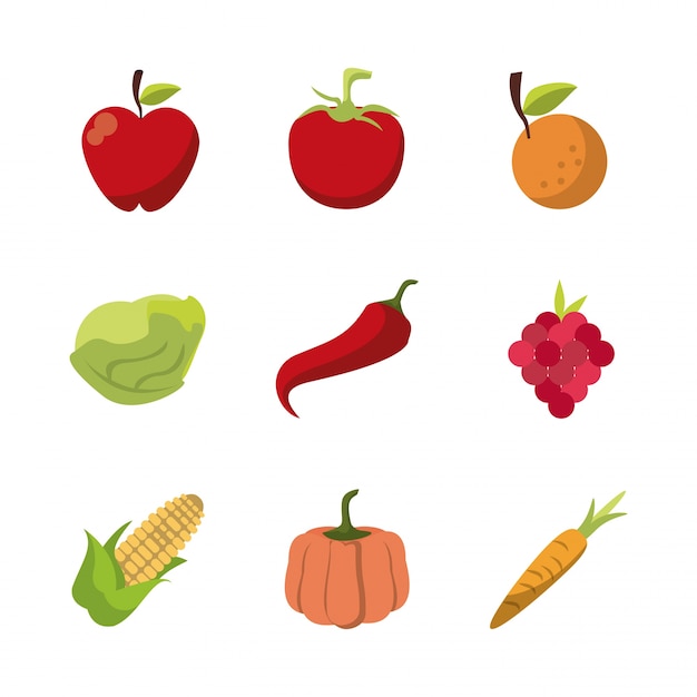 Set di icone di frutta e vegges