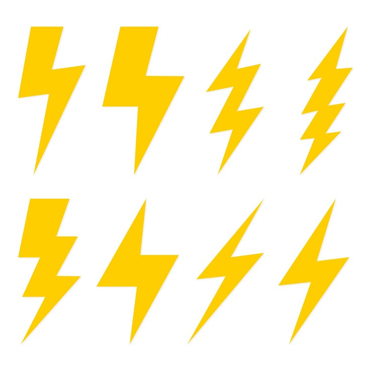 Set di icone di fulmini elettrici