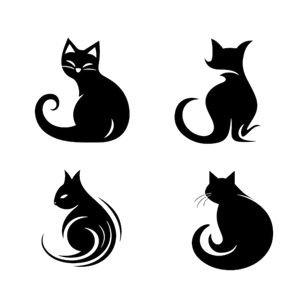 set di icone di gatto disegnate a mano isolate su sfondo bianco generativo ai