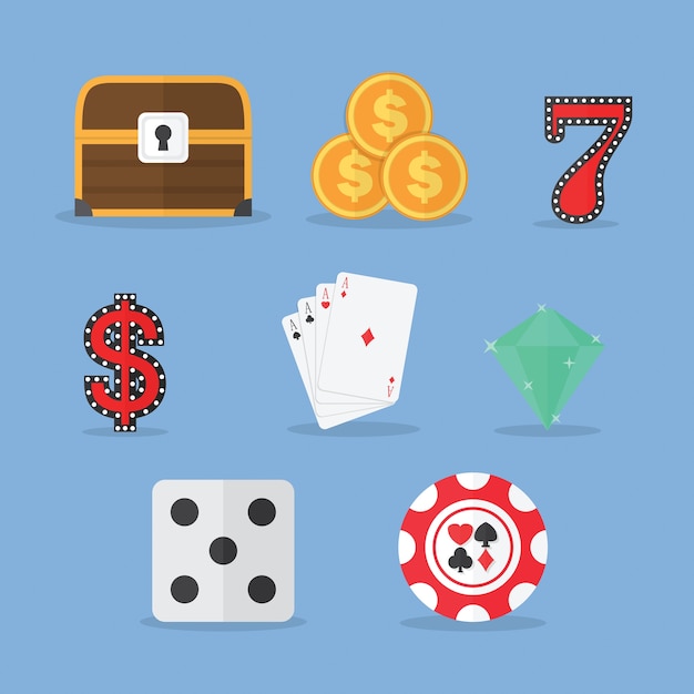 Set di icone di gioco d&#39;azzardo e slot machine