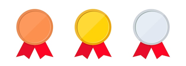 Set di icone di medaglia d'oro, d'argento e di bronzo