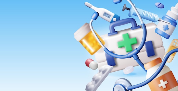 Set di icone di medicina 3D isolato