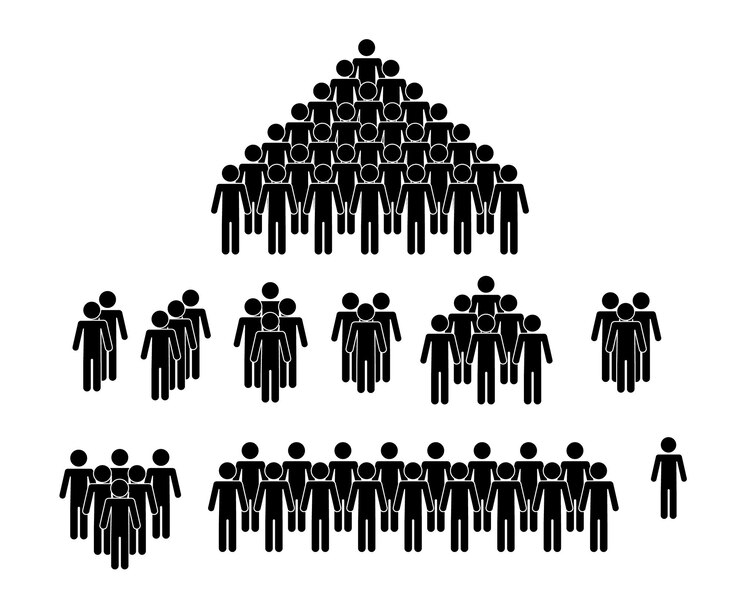 Vettore set di icone di persone in stile piatto folla gruppo di persone azienda o squadra