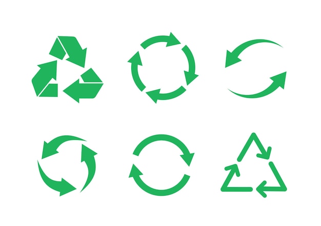 Set di icone di riciclaggio Riutilizzare il logo colore verde