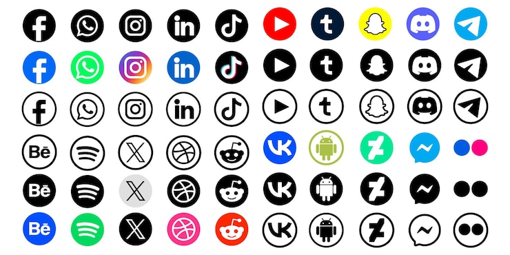 Vettore set di icone di social media vettoriale