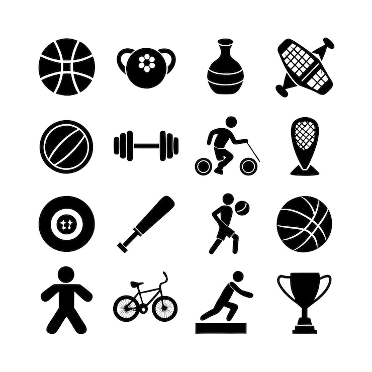 Vettore set di icone di sport e fitness per l'interfaccia utente documenti siti web e applicazioni mobili