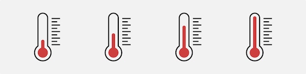 Set di icone di temperatura Segno meteorologico Segno caldo freddo Vettore di stock di simbolo EPS 10