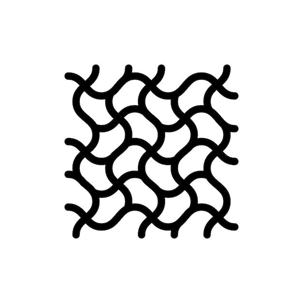 Set di icone di tessuto tessuto a fibra tessuto a maglia simbolo vettoriale tessuto in stile nero riempito e delineato segno di seta morbido e spesso