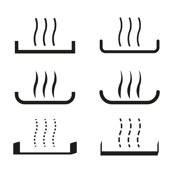 Vettore set di icone di vapore simboli di emissione termica elementi grafici di vapore illustrazioni schematiche vettoriali